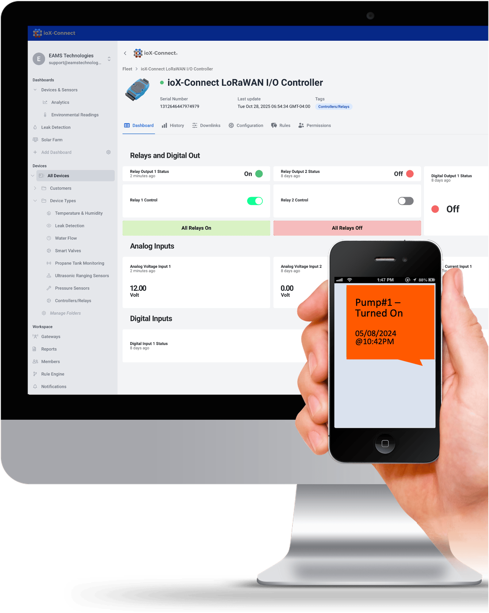 Remotely monitor and control field equipment with the ioX-Connect LoRaWAN I/O Controller—multi-input/output automation for industrial and smart systems.