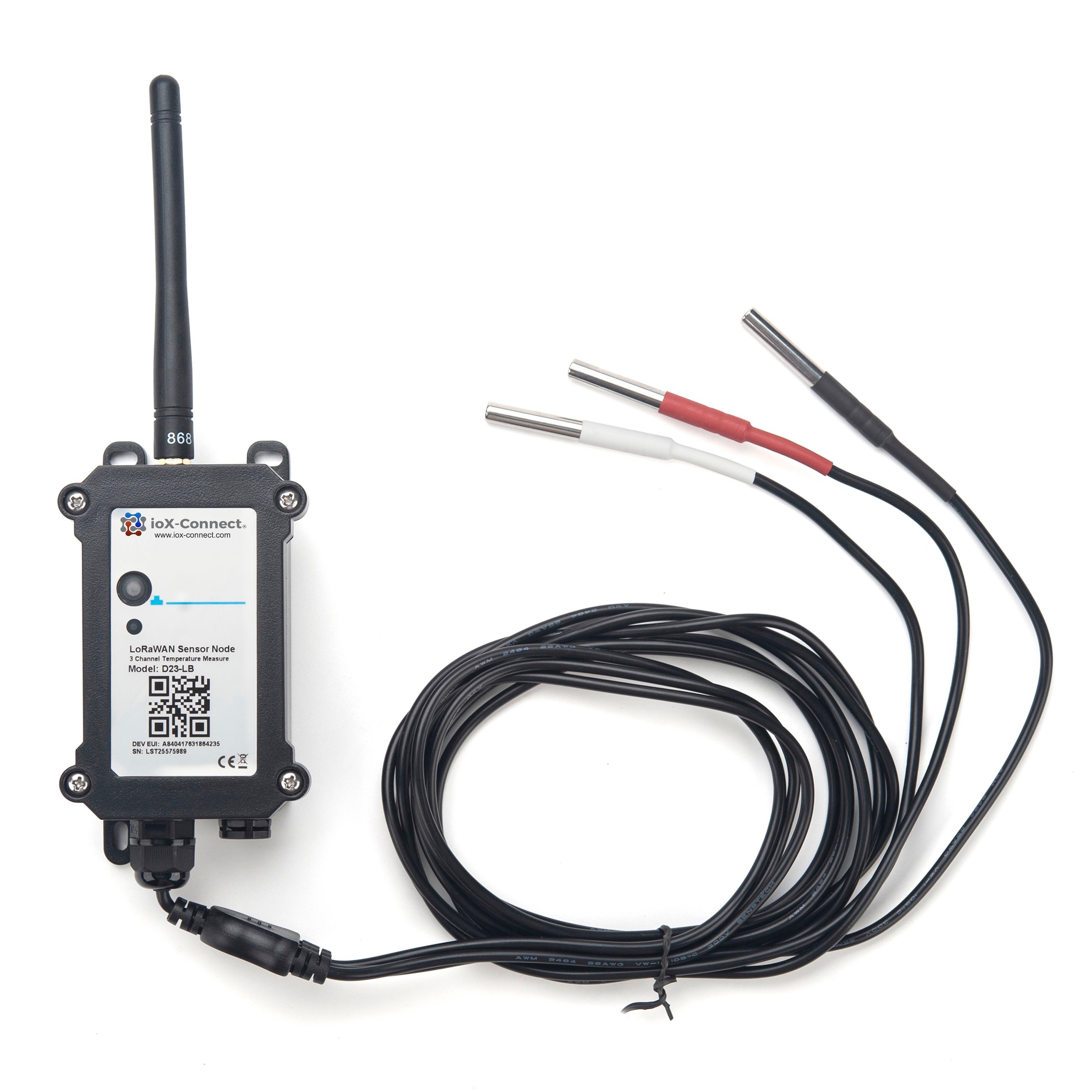 LoRaWAN industrial temperature sensor with multi-probe configuration