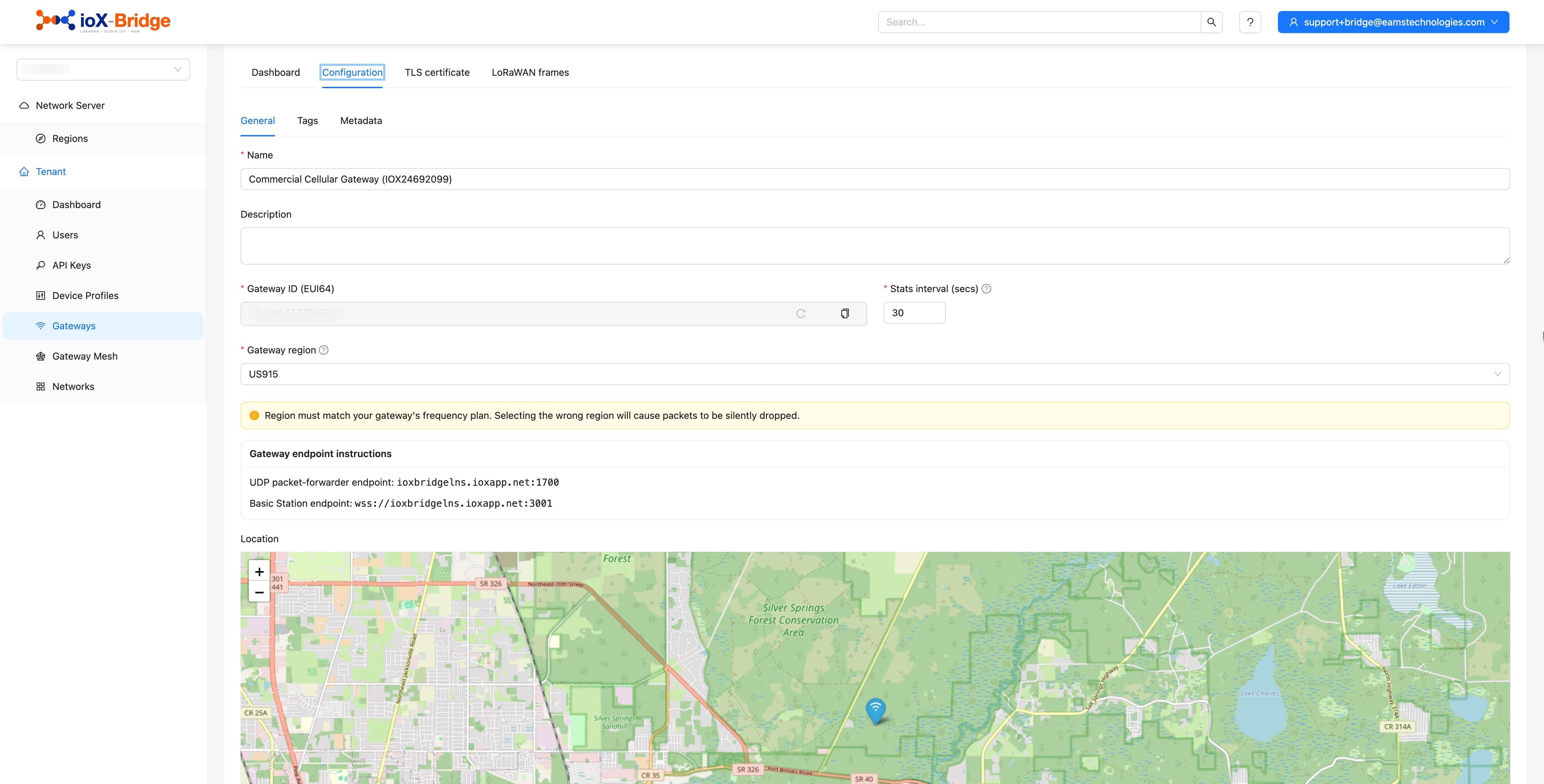 ioX-Bridge LoRaWAN Network Server