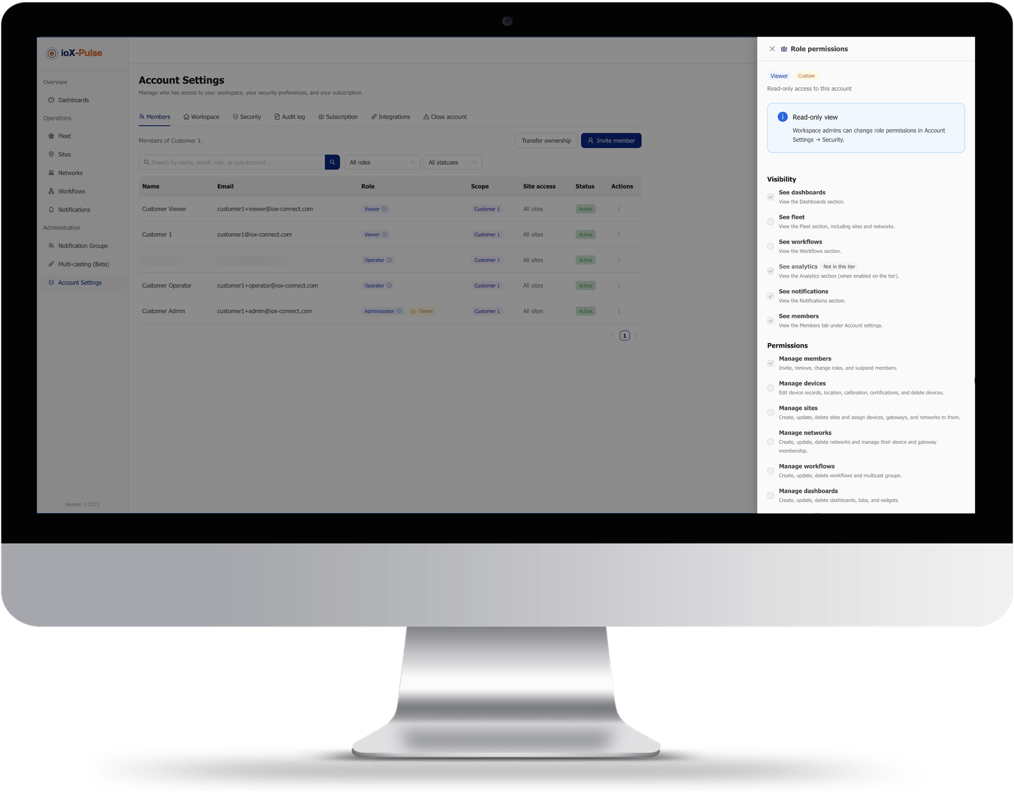 IoT user management | role-based access control IoT | ioX-Pulse | ioX-Connect