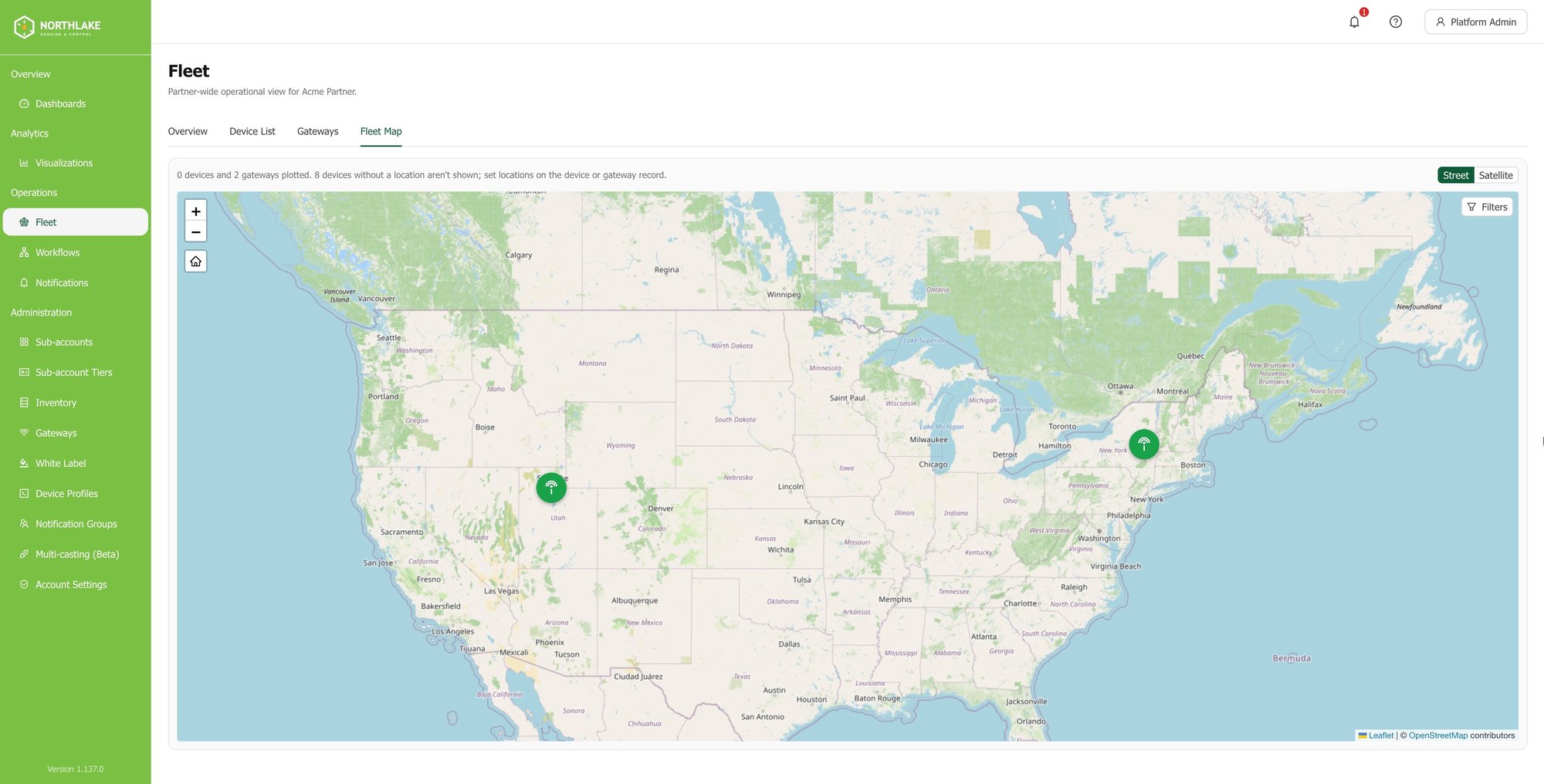 A branded fleet map view, carrying the partner's own identity throughout the interface.