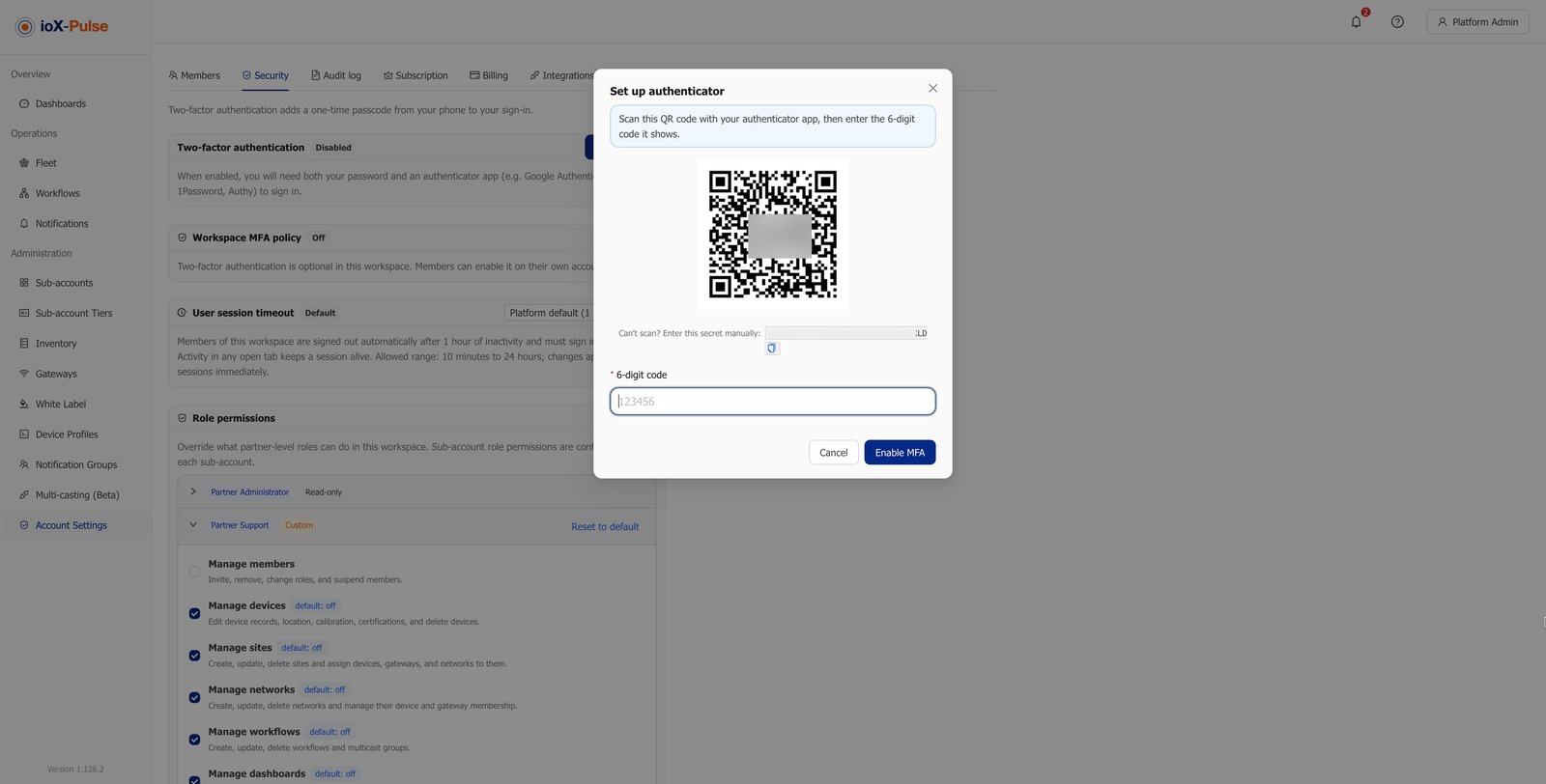 Enabling multi-factor authentication in security settings.