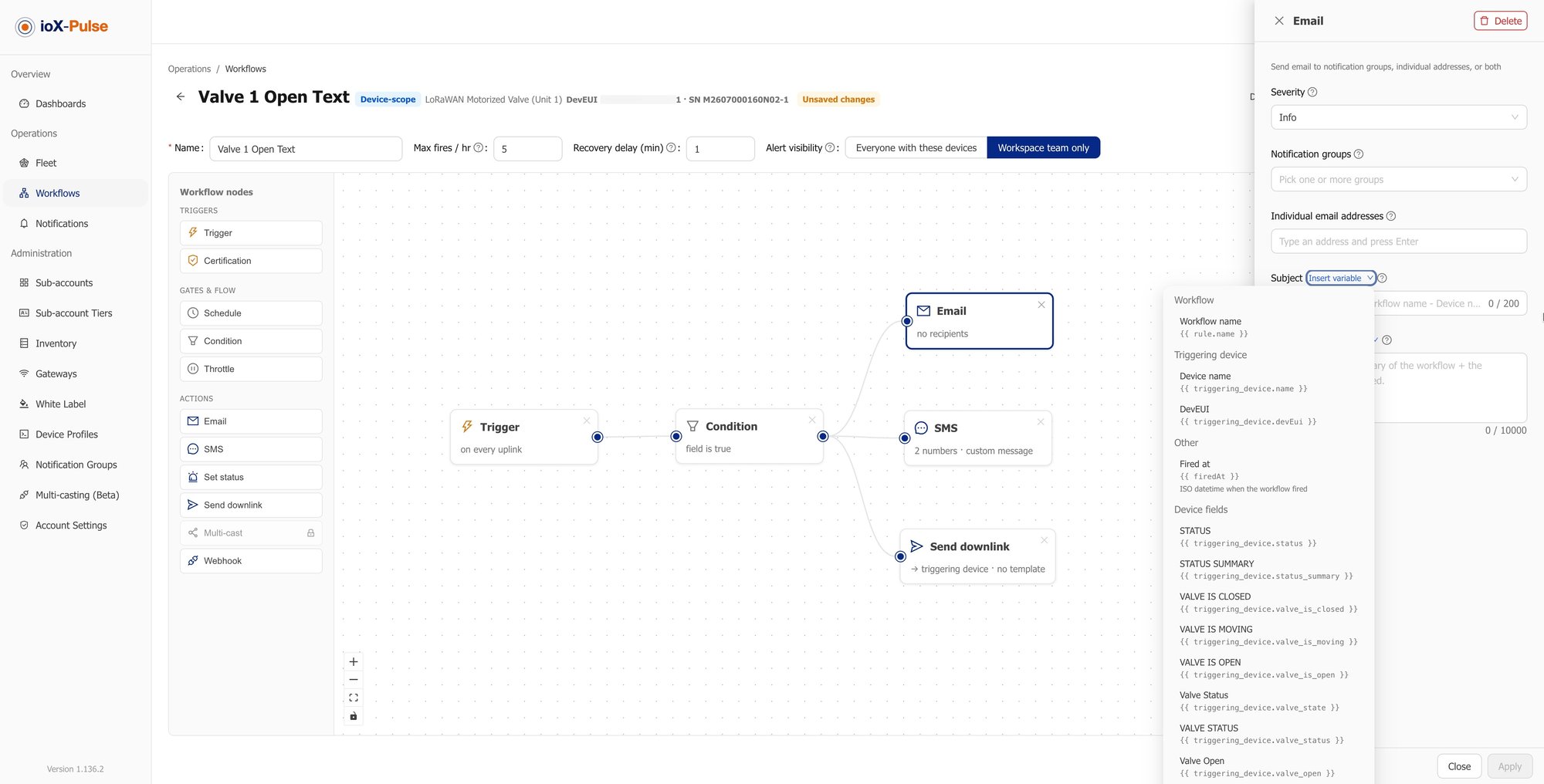 A workflow with its trigger, conditions and actions configured.