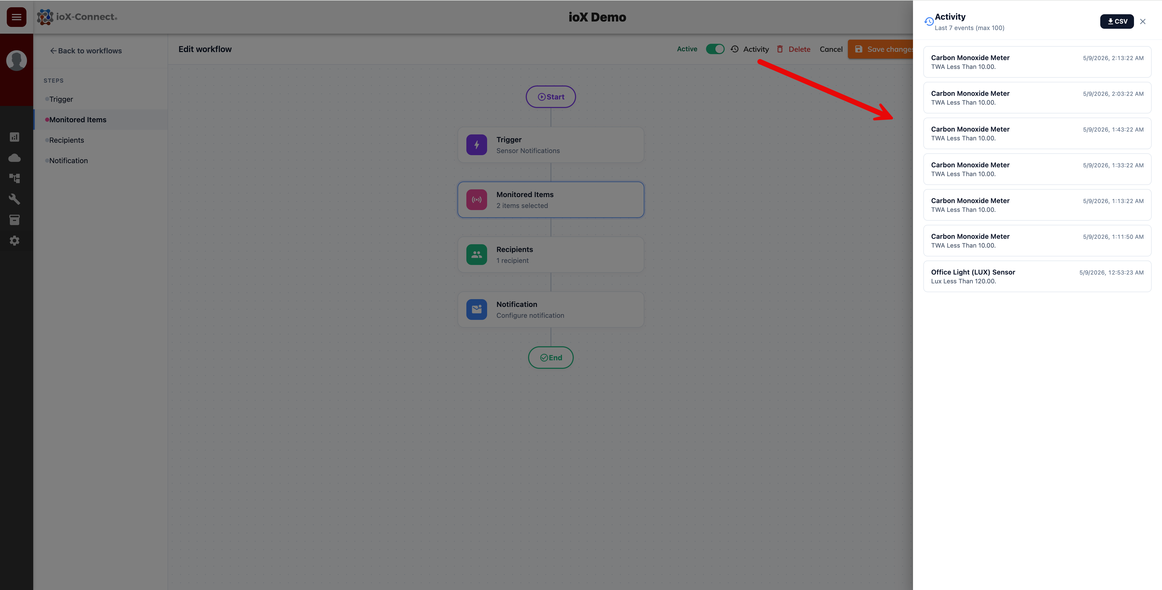 IoT Platform Activity Log