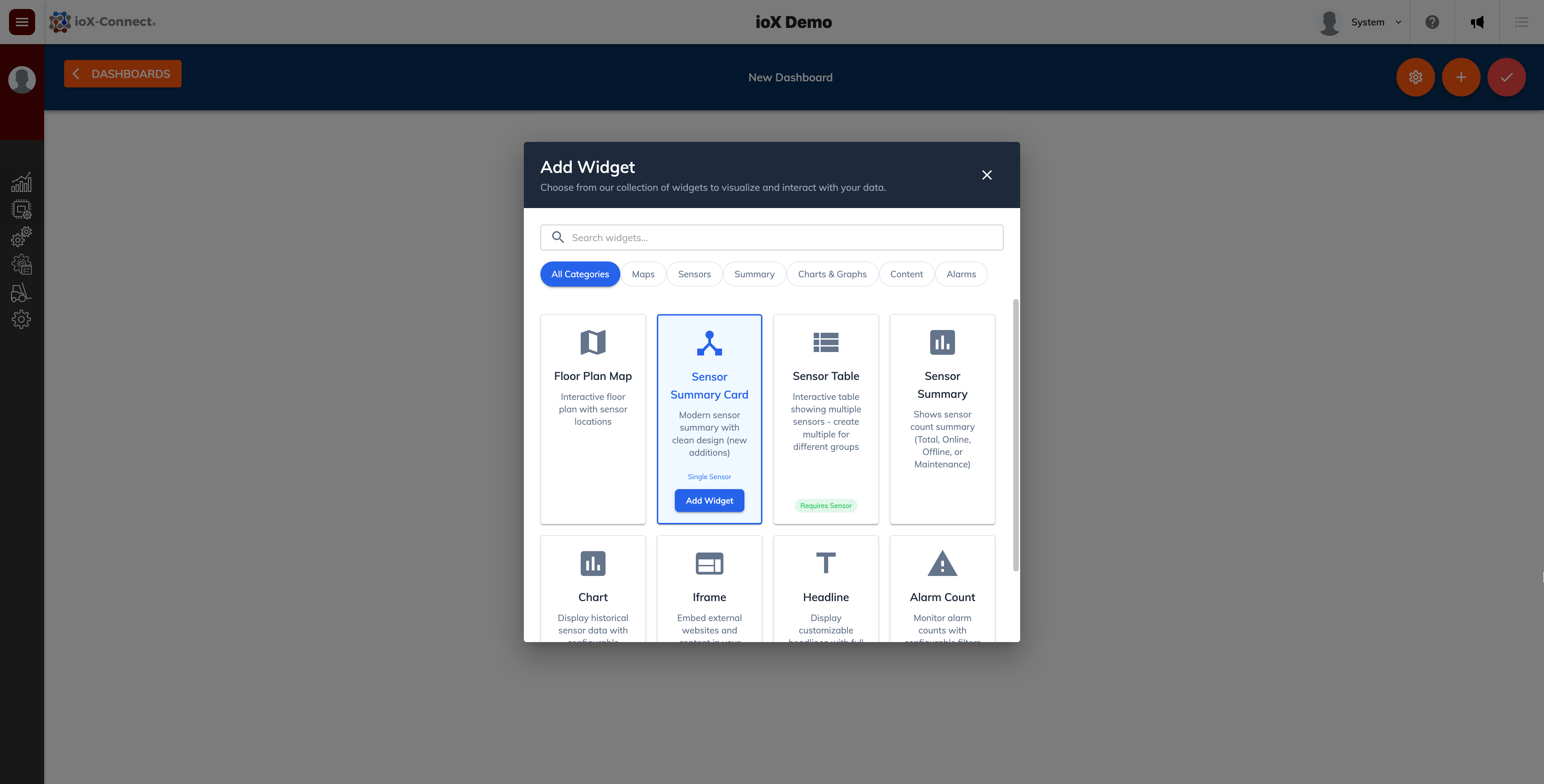 IoT Sensor Summary Widget