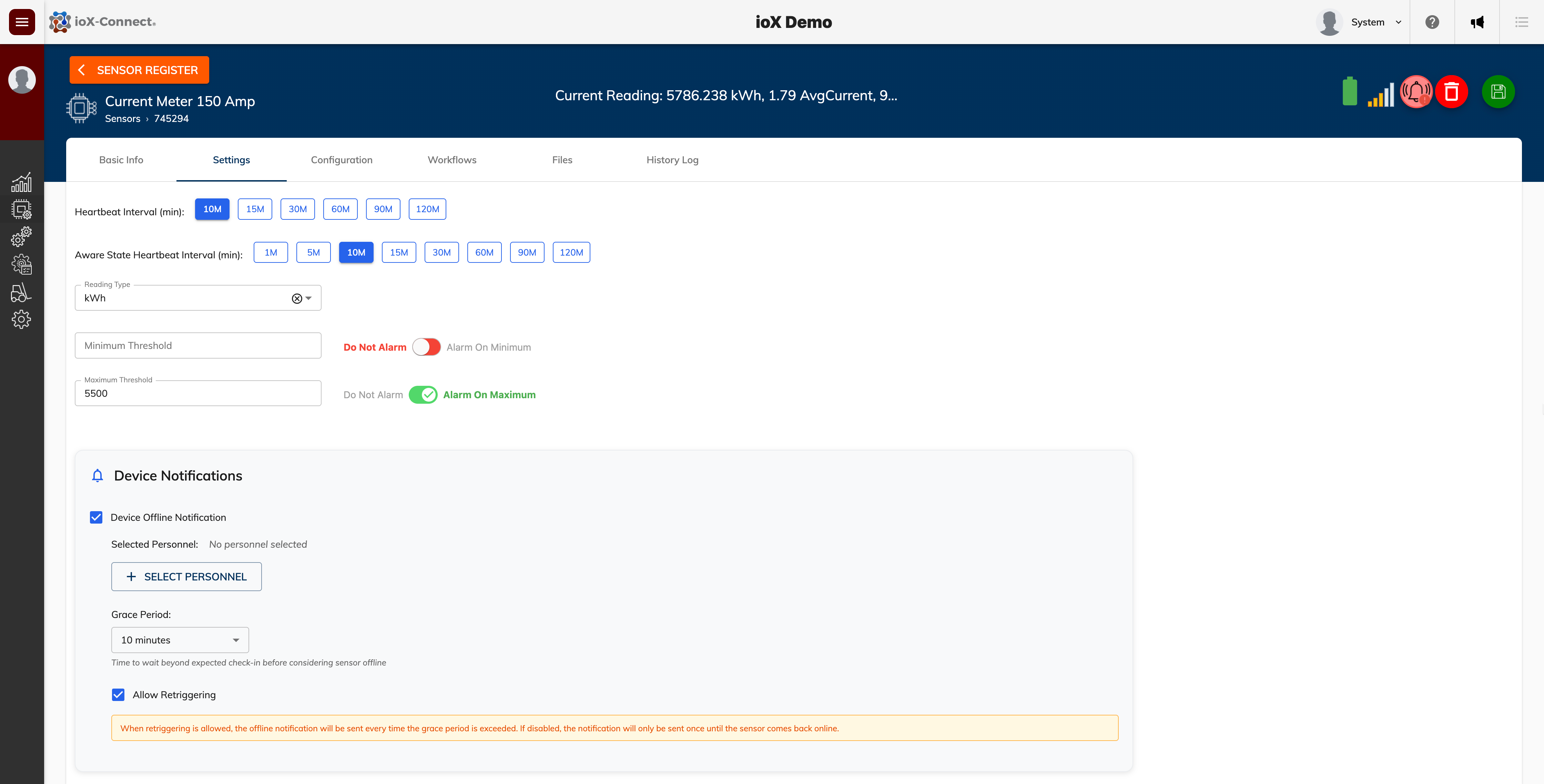 IoT device monitoring, offline alert notifications, IoT heartbeat interval configuration